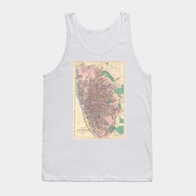 Vintage Map of Liverpool England (1890) Tank Top by Bravuramedia